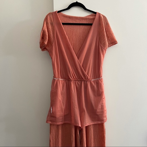 Crepe peach wide length jumpsuit - Picture 5 of 6